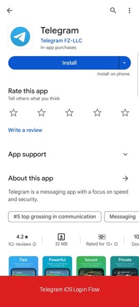 Telegram Login with SMS IOS